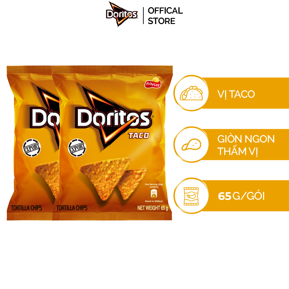 Combo 2 gói Snack Ngô Giòn Doritos Vị Taco (2 x 65g/gói)