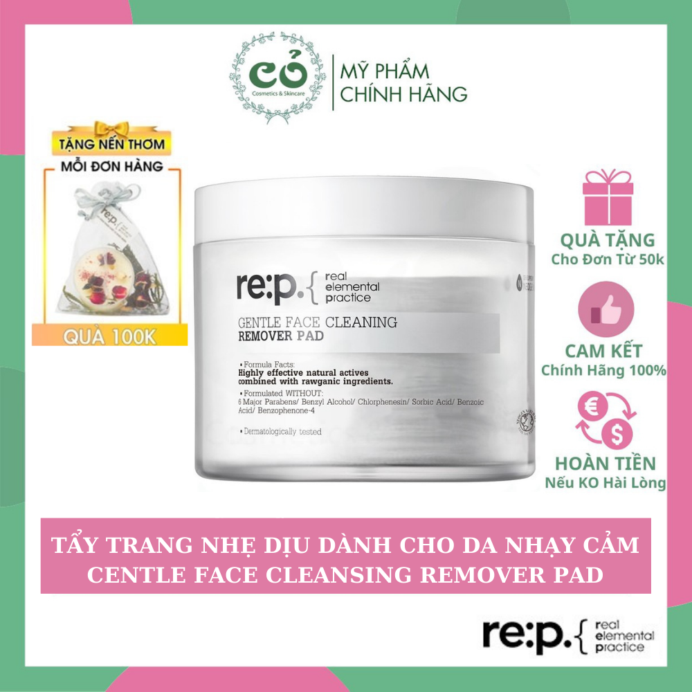 [Hcm]Tẩy Trang Re:p Gentle Face Cleaning Remover Pad 180Ml (70 Miếng)