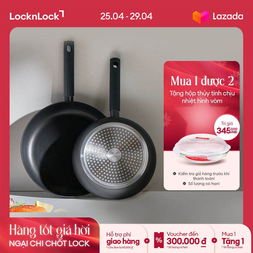 Chảo chiên và sâu lòng chống dính LocknLock Hard & Light Pro Frypan