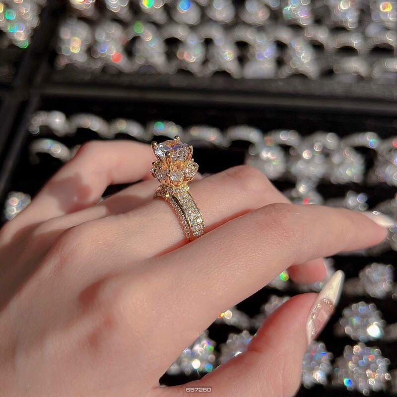 Nhẫn hột xoàn đá cao siêu sáng xi bạch kim cao cấp NBK731