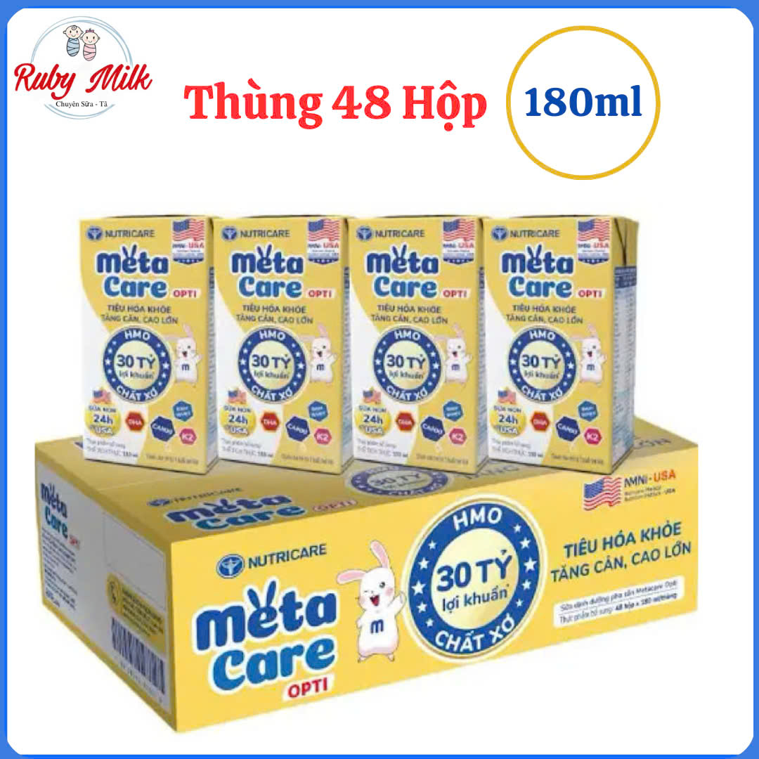 Thùng 48 Hộp Sữa Bột Pha Sẵn Nutricare Metacare Opti Vàng 180ml