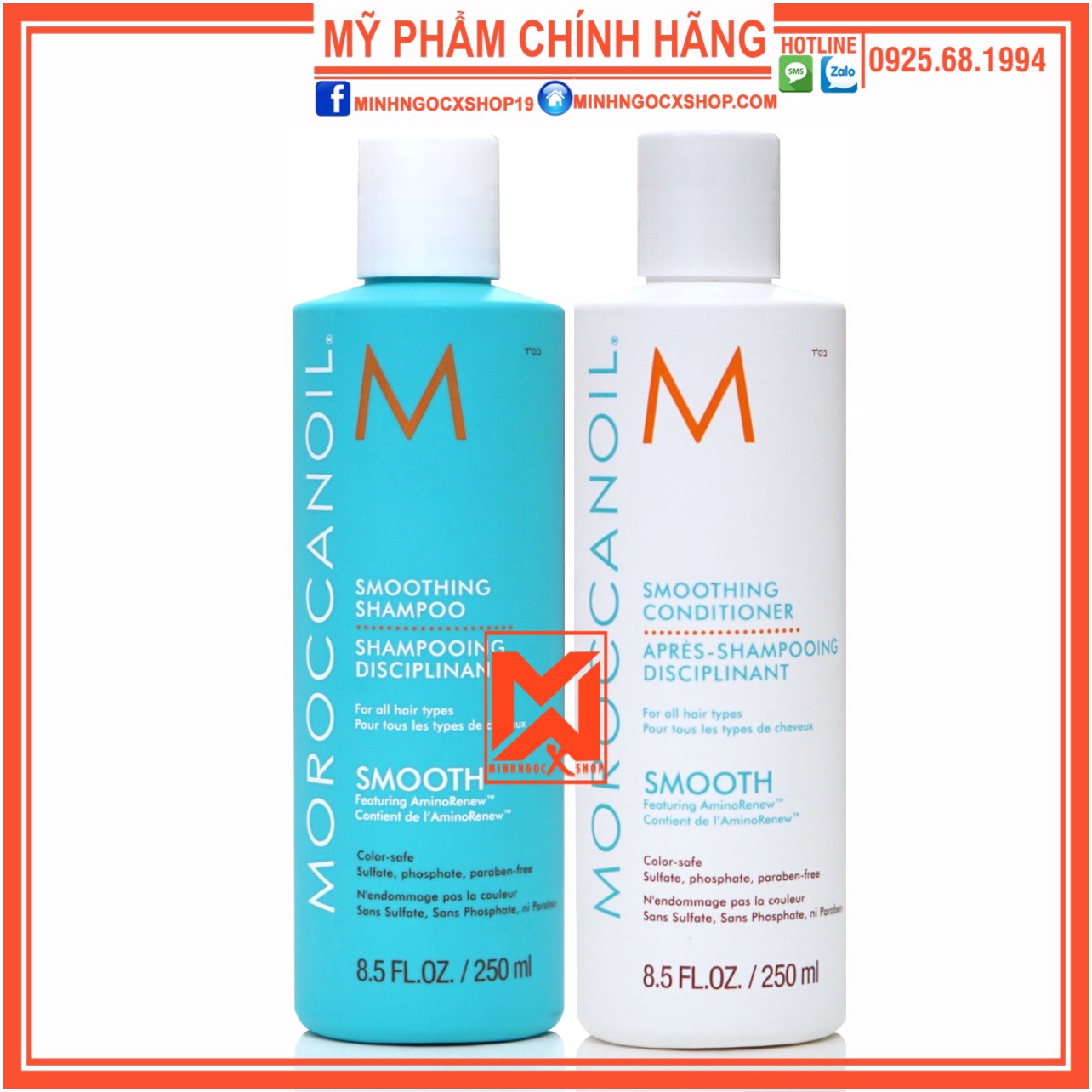 Dầu Gội Xả Siêu Mượt Moroccanoil Smooth 250Ml Chính Hãng