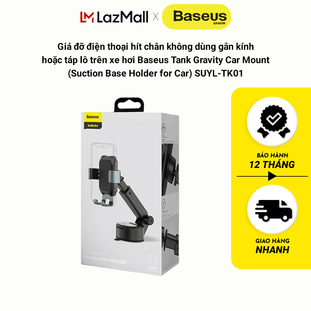 Giá đỡ điện thoại Baseus Tank Gravity Car Mount SUYL-TK01 hít chân không dùng gắn kính hoặc táp lô t