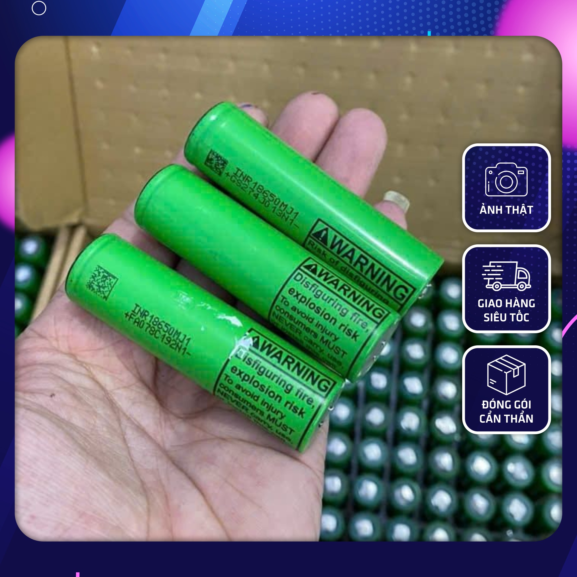 Pin LG MJ1 18650 2500- 3300mAh 3.7V Dung Tích Lớn Xả 25A - Tặng Cell Tháo Khối - Bảo Hành - Trắng