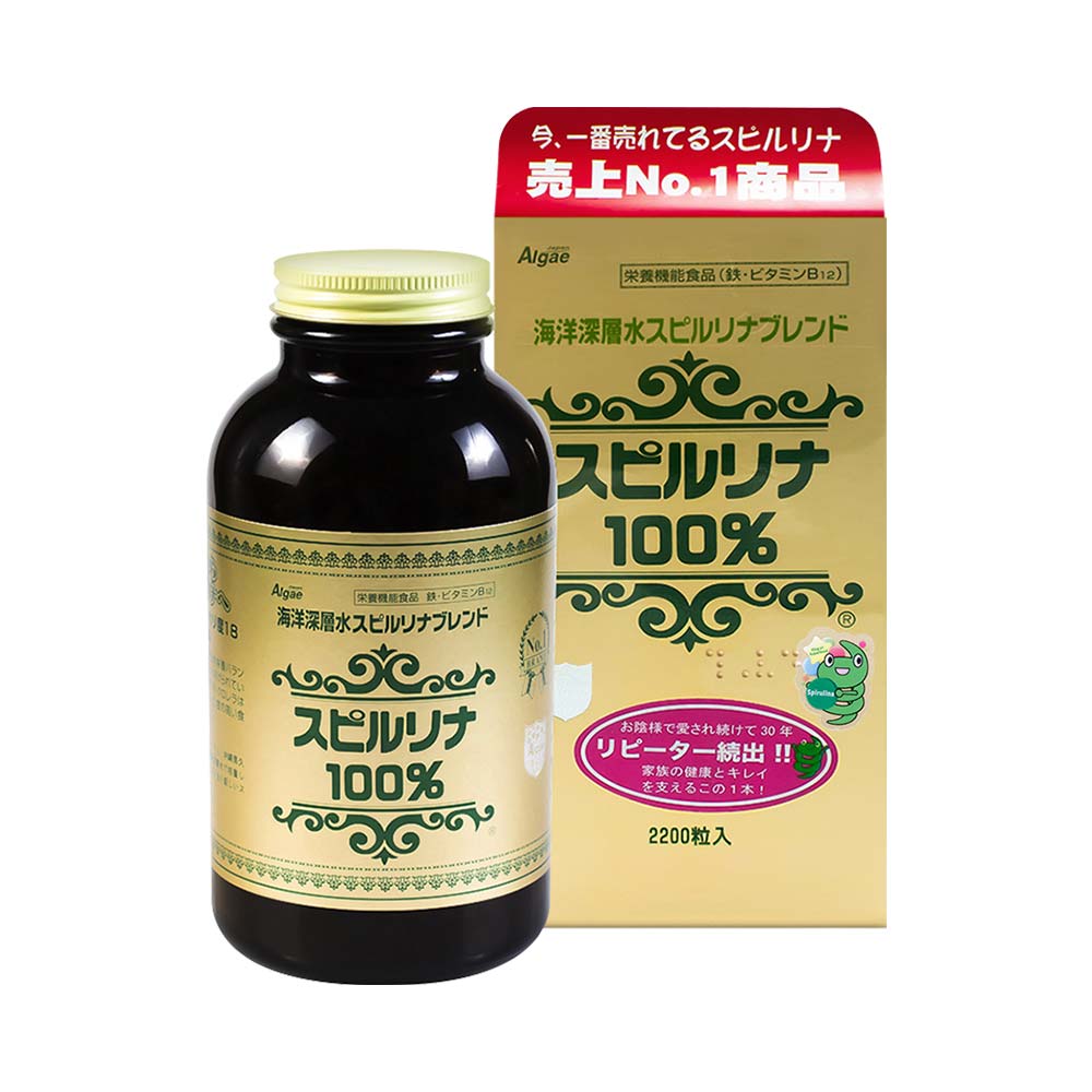 Tảo Xoắn Spirulina Nhật Bản Hộp 2200 Viên Tem Đỏ - Made In Japan Hàng Nội Địa Nhật Chính Hãng (Sản Phẩm Vàng Cho Sức Khỏe Con Người)