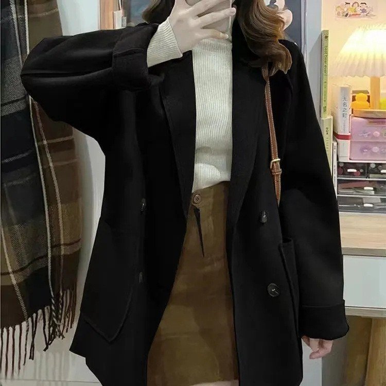 Áo khoác dạ ngắn be đen ANASHOP9X áo khoác dáng ngắn tôn dáng cực kì trend Hàn Quốc nữ tính nhẹ nhàng