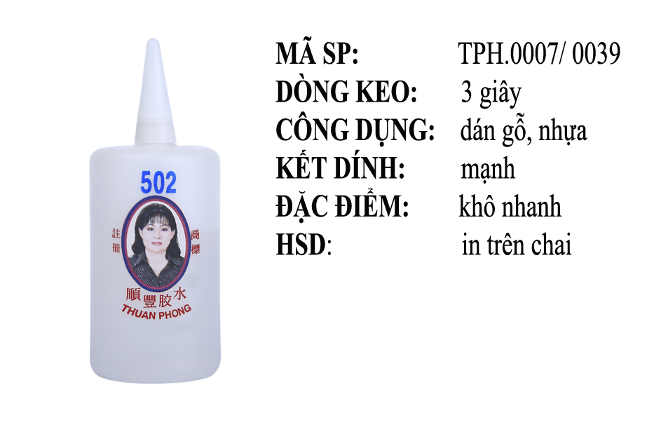 Keo 502 Thuận Phong chính hãng từ chai nhỏ đến chai lớn đủ loại lựa chọn