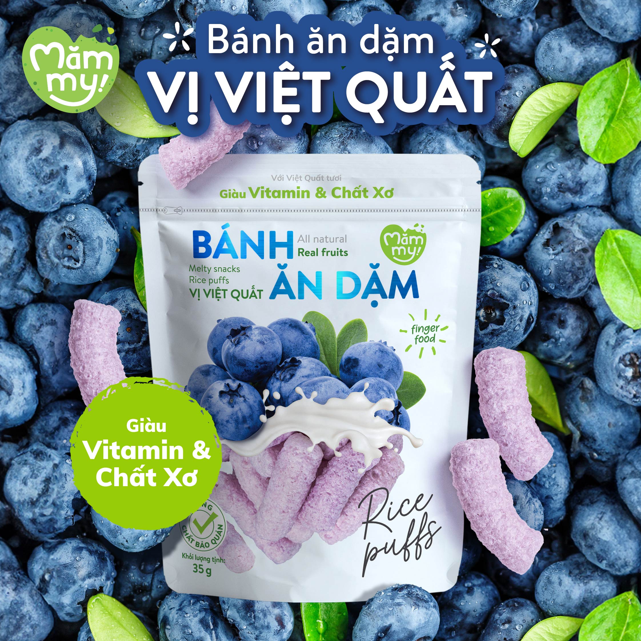 Bánh ăn dặm Mămmy vị trái cây giàu vitamin và chất xơ thiết kế chống hóc dạng que ngắn cho bé từ 6 tháng
