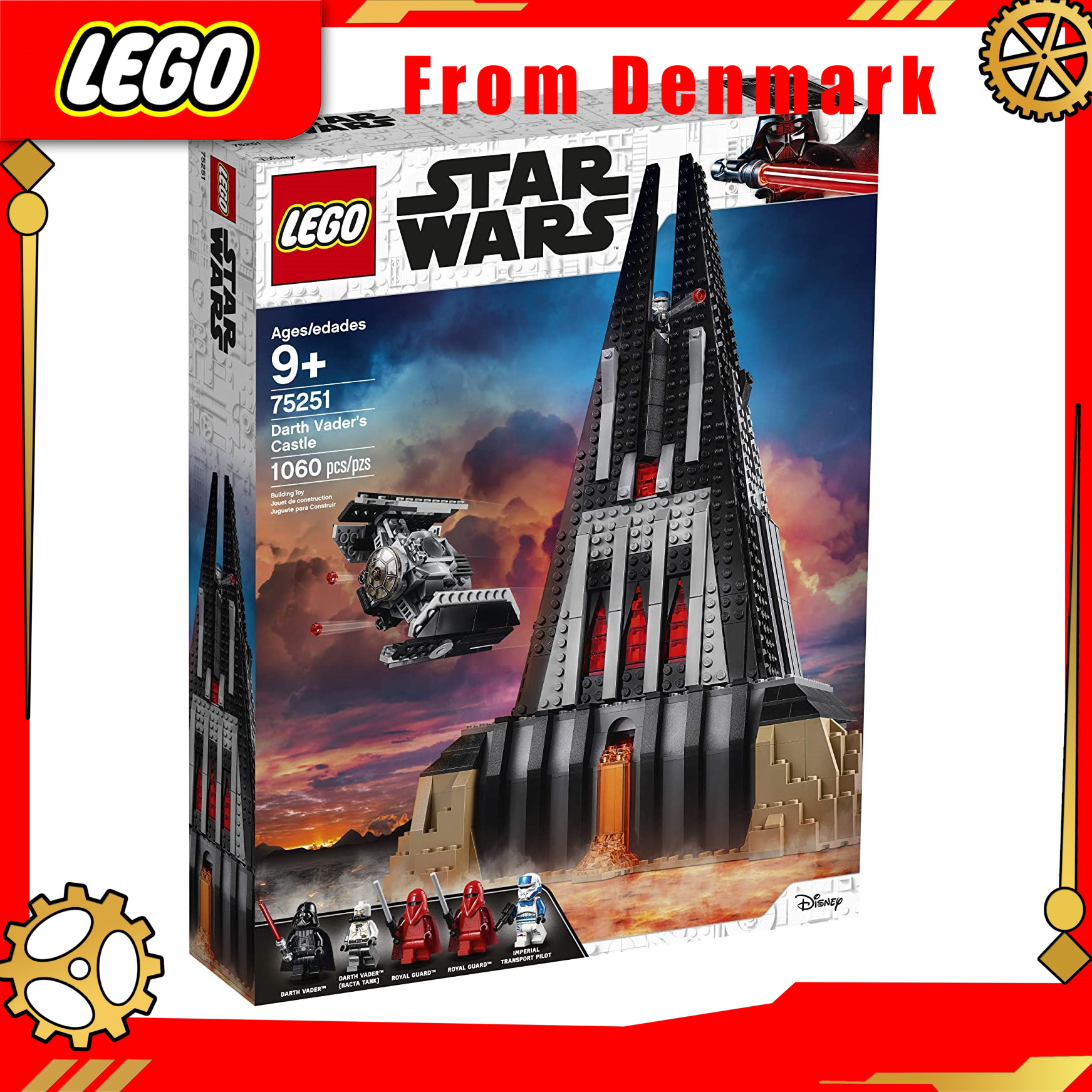 【From Denmark】LEGO Disney Star Wars Darth Vader Castle 75251 building set includes TIE Fighter Darth Vader mini figure Bacta Tank and more. (1060 pieces) genuine guarantee