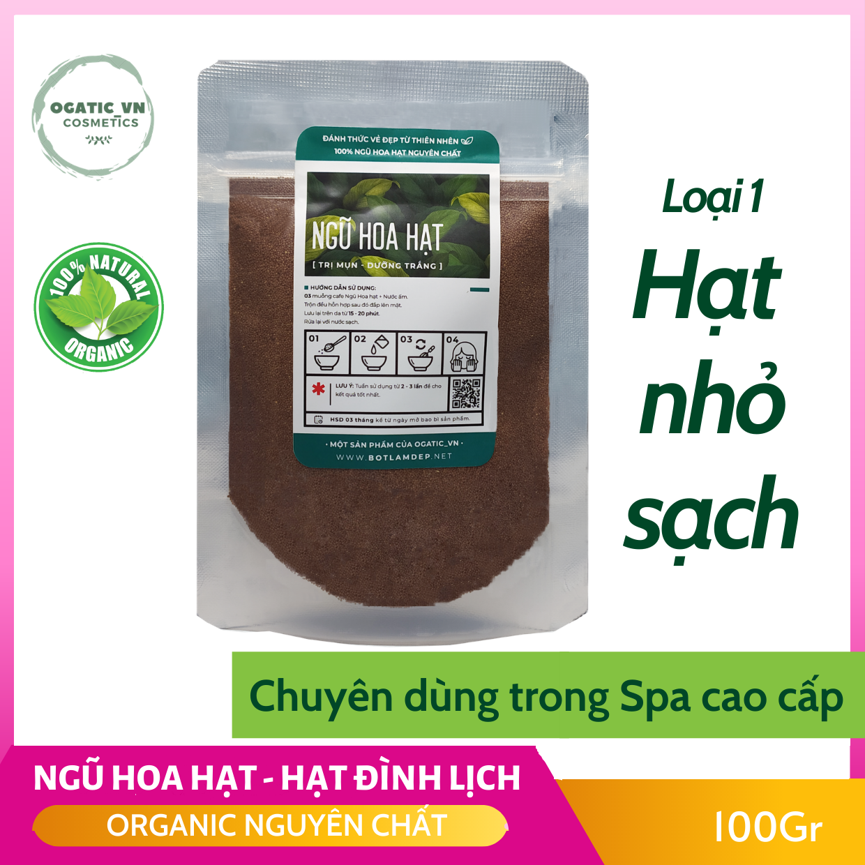 [HCM]Ngũ hoa hạt Organic ( hạt ngũ hoa hạt đình lịch) 100Gr - Handmade B1.001
