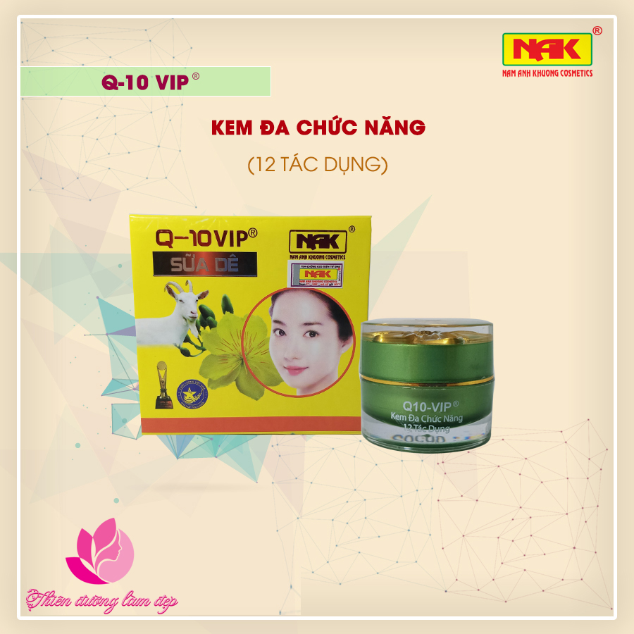 Kem Dưỡng Trắng Da Đa Năng 12 Tác Dụng Vip Q - 10 Sữa Dê - 40G