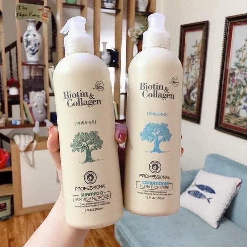 Cặp dầu gội xả Biotin collagen trắng (Dung tích mỗi chai 1000 ml)