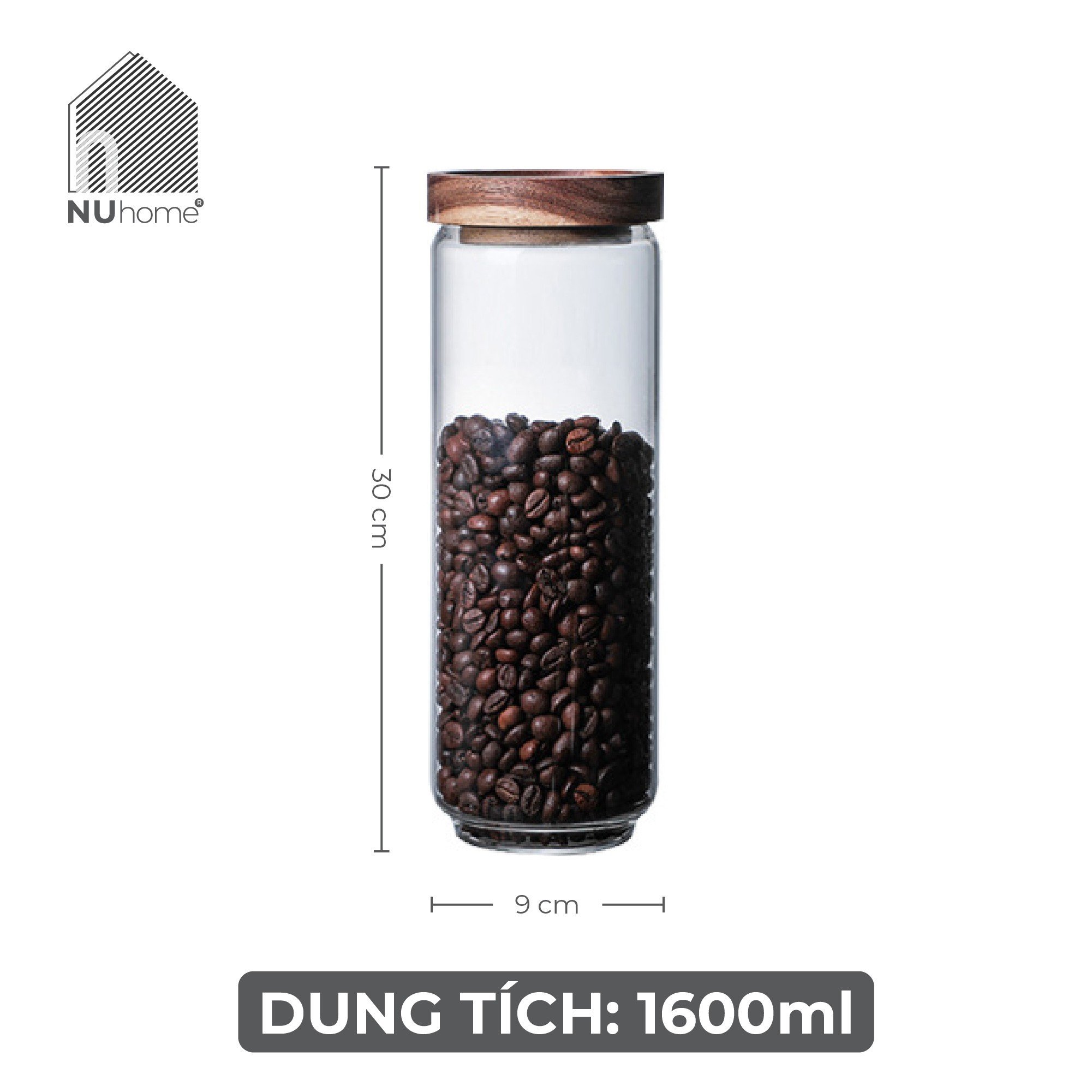 Hũ thuỷ tinh nắp gỗ | nuhome.vn | hũ thuỷ tinh đựng gia vị đồ khô nắp có ron cao su sang trọng