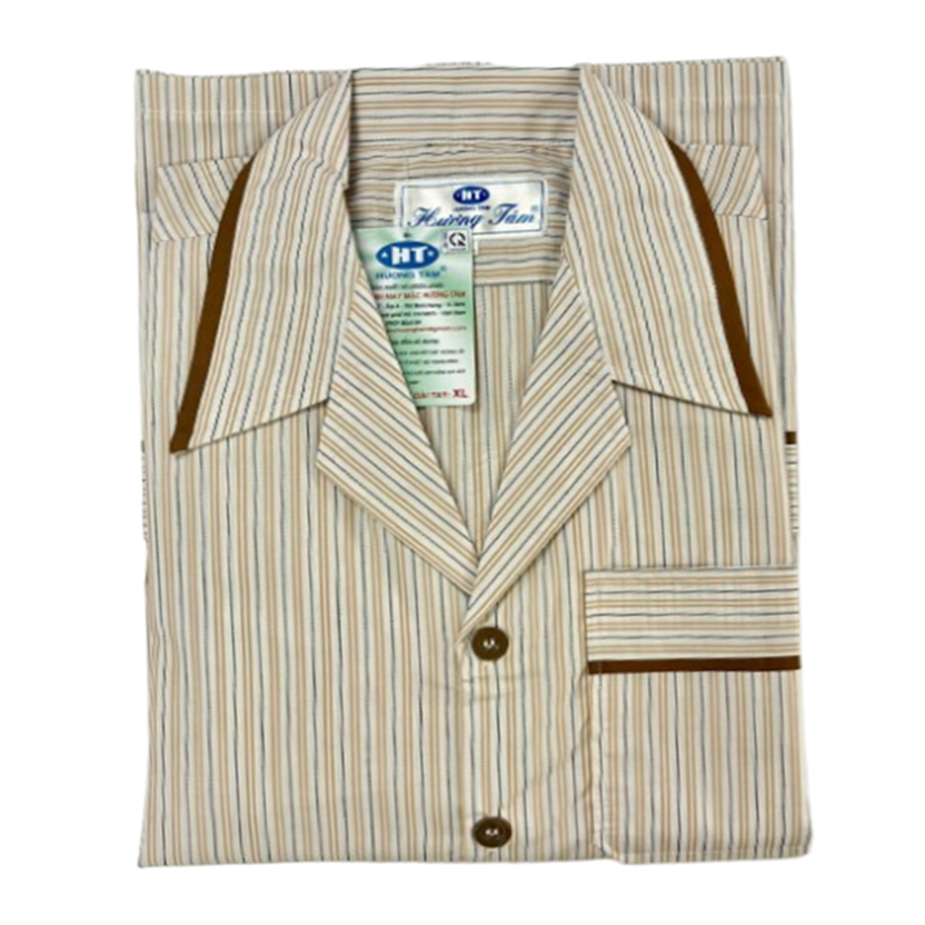 Bộ Pyjama HUONGTAM Kate tay dài nam cao cấp(PDK01N15). Chất liệu Kate loại tốt: mềm mại thoáng mát