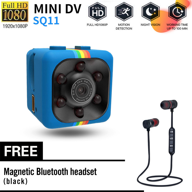 Camera mini SQ11 HD 960P camera ghi hình cỡ nhỏ cảm biến chuyển động ban đêm máy quay phim siêu nhỏ DVR DV với tai nghe Bluetooth miễn phí