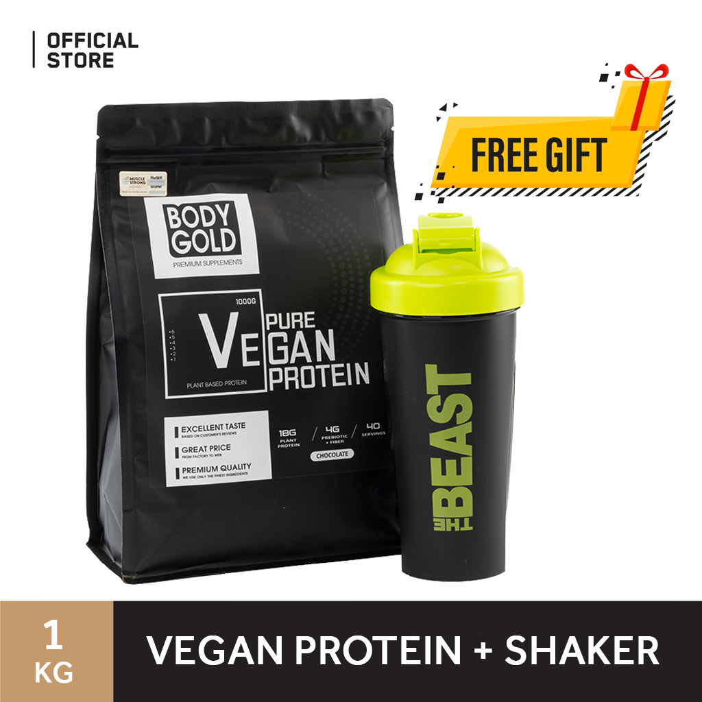 Organic Vegan Protein Body Gold - Sữa Tăng Cân Tăng Cơ túi 1KG + Tặng bình lắc