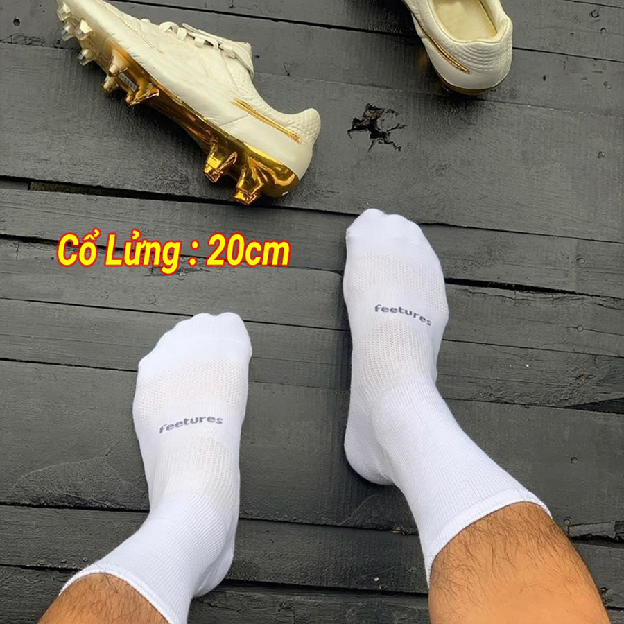 Tất thể thao Feetures vớ đá bóng loại cổ ngắn lửng dài 83% cotton. Hàng dệt kim xuất khẩu. Bubi - Si