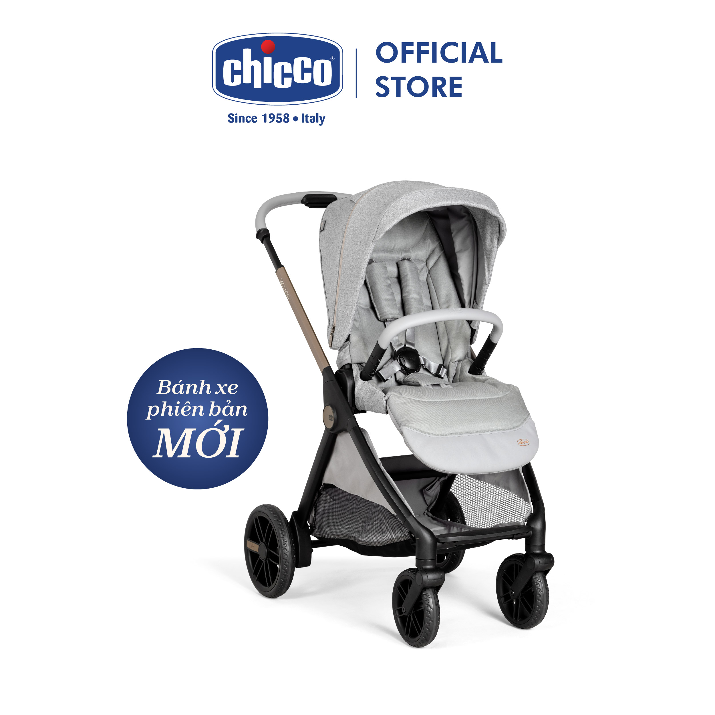 Xe đẩy 2 chiều gấp gọn tự động Chicco Bellagio - Màu be ánh kim/Màu ghi đá