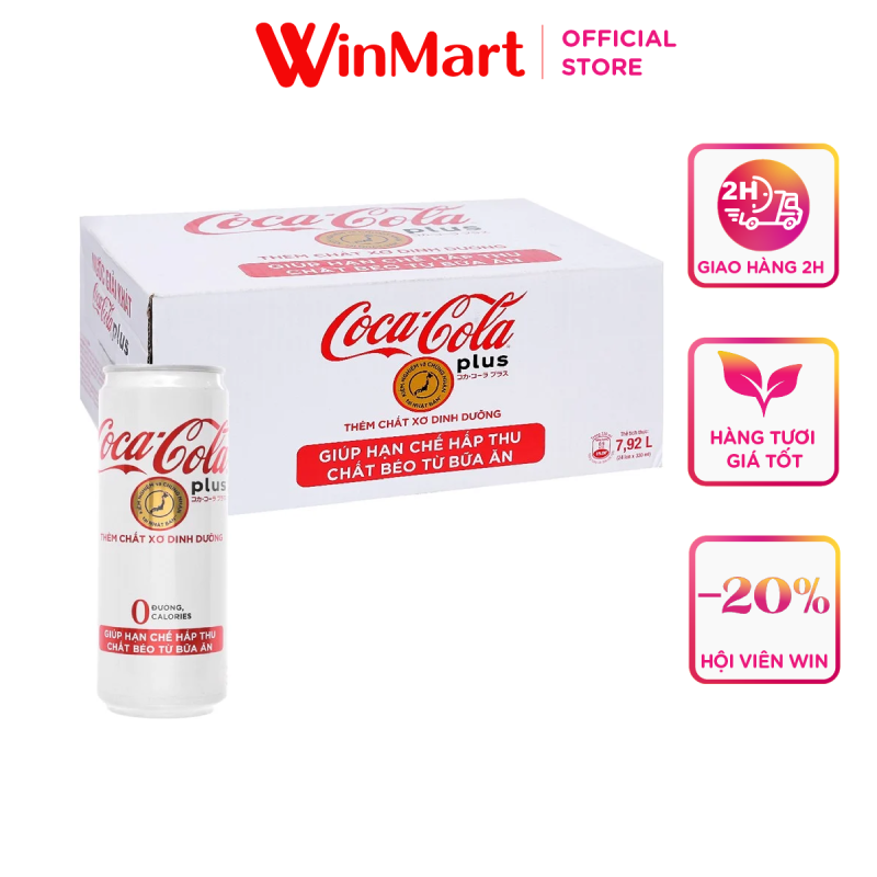 [Siêu thị WinMart] - Thùng 24 lon nước giải khát Coca-Cola Plus 330ml