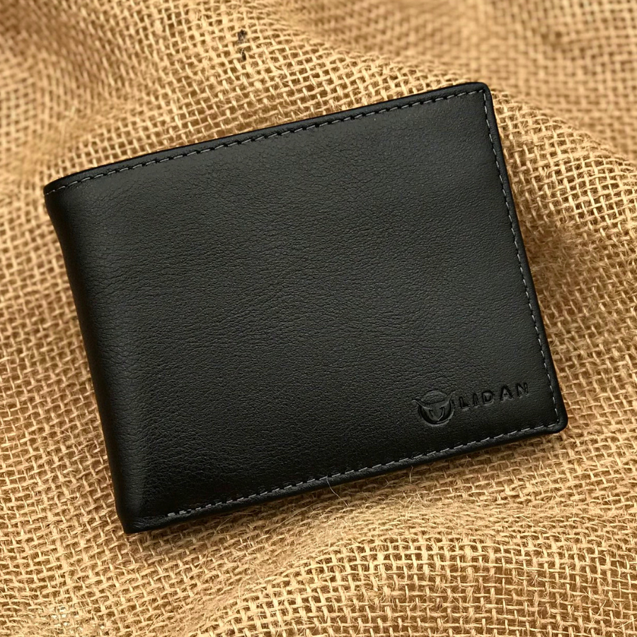 Ví nam da bò thật Nappa cao cấp LIDAN bóp dáng ngang có hộp vintage kèm thiệp đẹp làm quà tặng LD3
