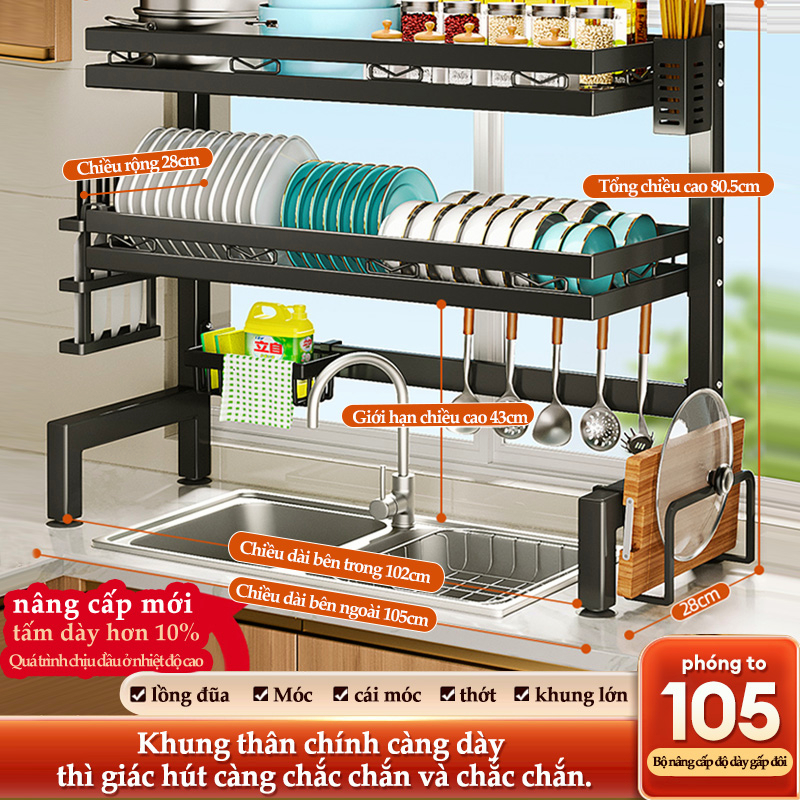 Kệ đựng bát đĩa MIKI Trên Bồn Rửa Bát Cao Cấp Đa Năng Kệ Để Chén Đĩa Thông Minh Sơn Đen Tĩnh Điện kệ