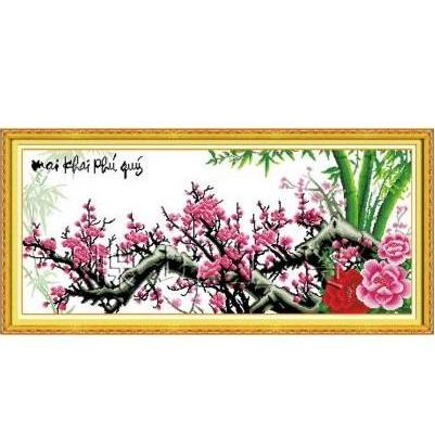 [HCM]Tranh thêu chữ thập Mai khai phú quý DLH-222396