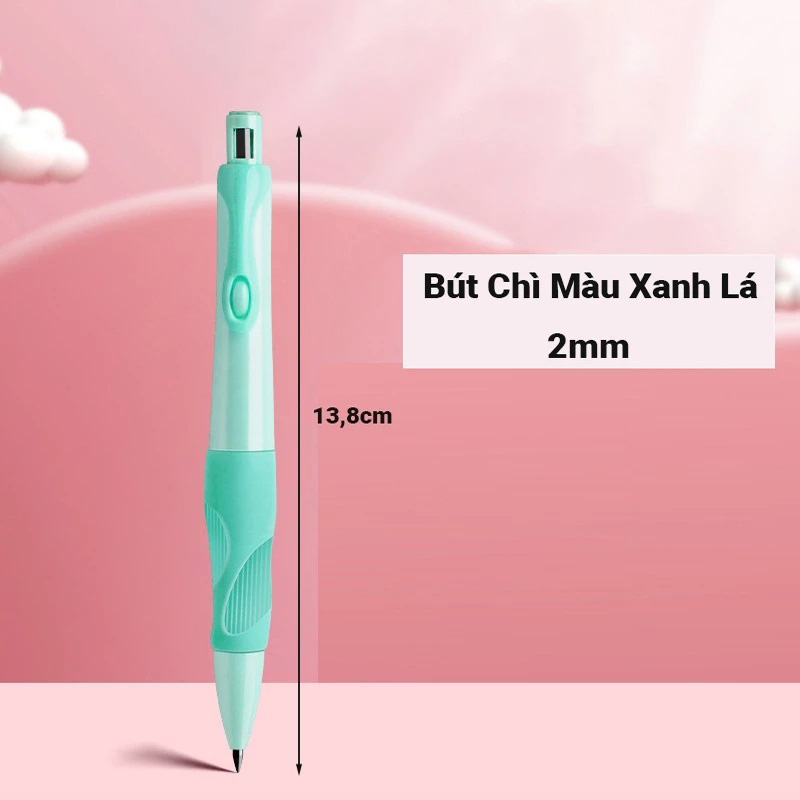 [NINEDRA ] Bút chì tập viết cá heo 2B bút chì bấm cho bé ngòi 2mm chống gãy