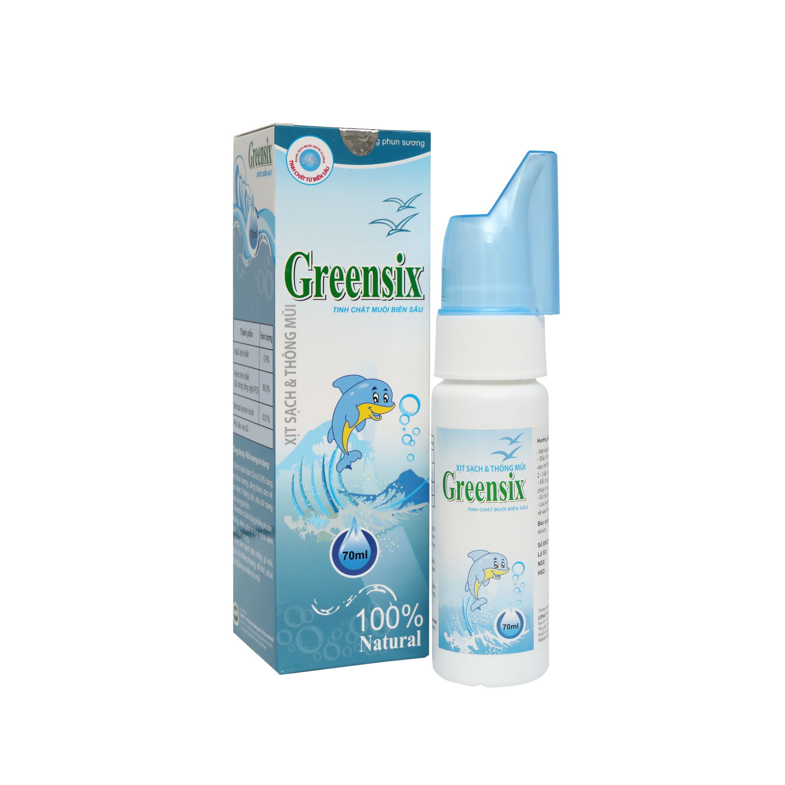 Lọ Xịt Vệ Sinh Mũi Greensix - Kháng Khuẩn Làm Sạch Gỉ Mũi Dịch Nhầy Phòng Ngừa Viêm Mũi Viêm Xoang Giúp Mũi Thông Thoáng Dễ Thở Không Làm Khô Mũi - Lọ 70Ml