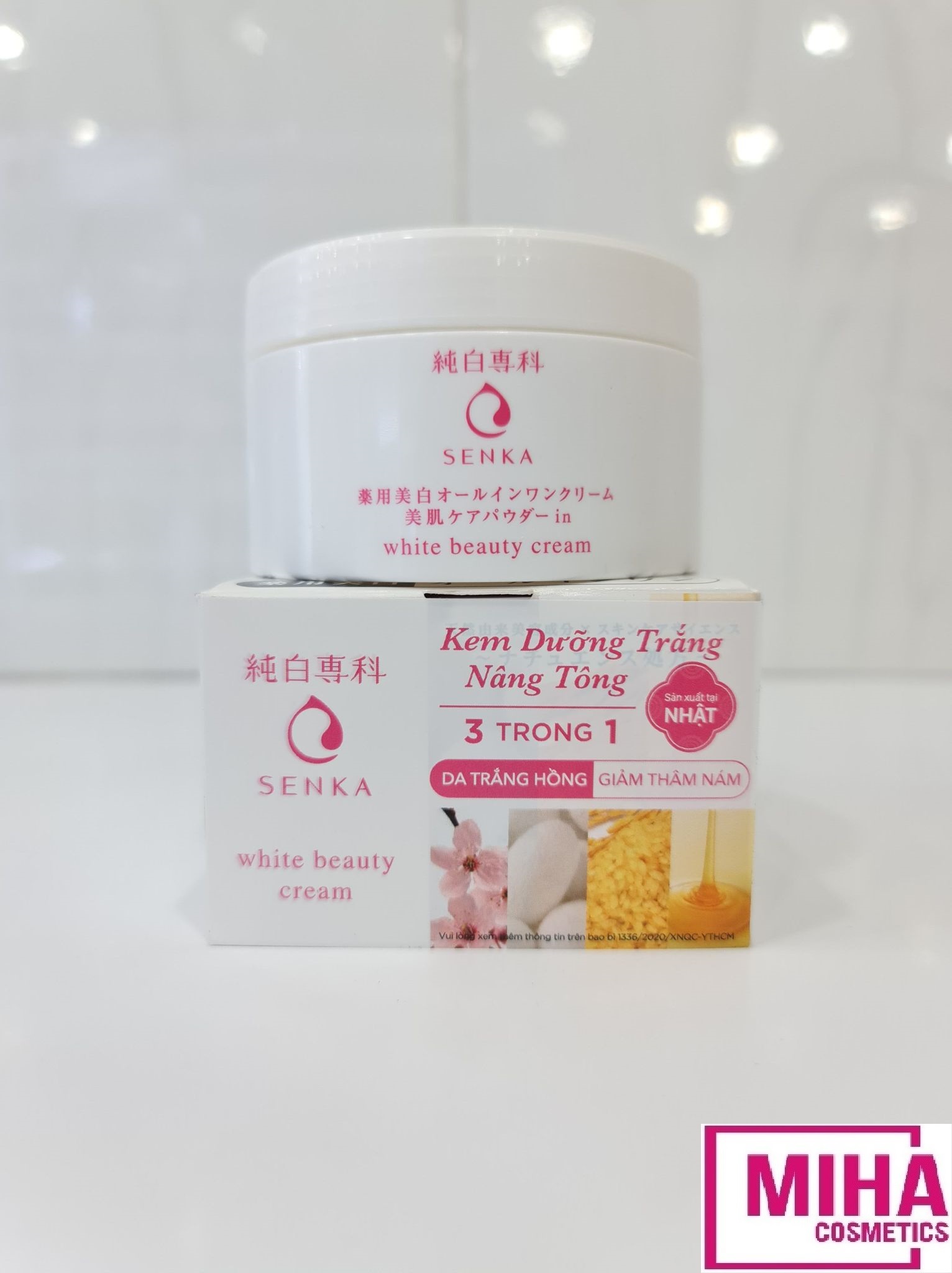 [Hcm]Kem Dưỡng Trắng Và Nâng Tông Da 3 Trong 1 Senka White Beauty Cream 100G Nhật Bản