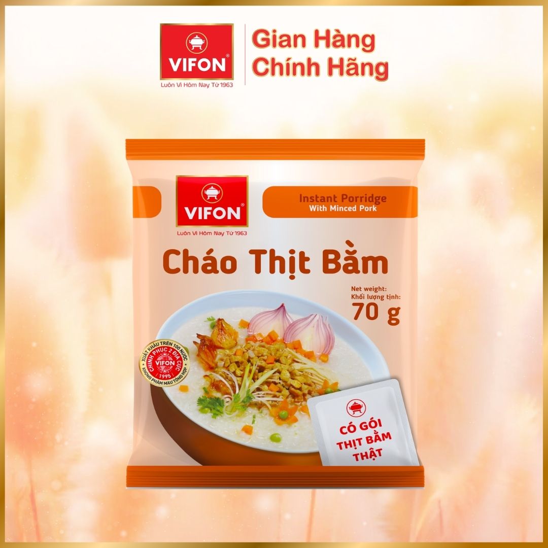 [VOUCHER đến 80K]-Cháo Thịt Gà/ Thịt Bằm/ Cháo Sườn/ Nấm Đông Cô/ Bò/ Trứng muối VIFON 70gr/ gói