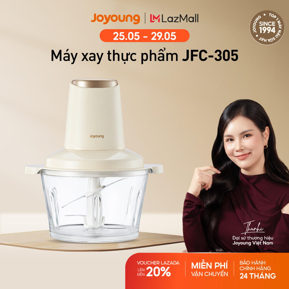 Máy xay thịt Joyoung JFC-305 - Dung tích 1.8L, Công suất 300W, Màu kem