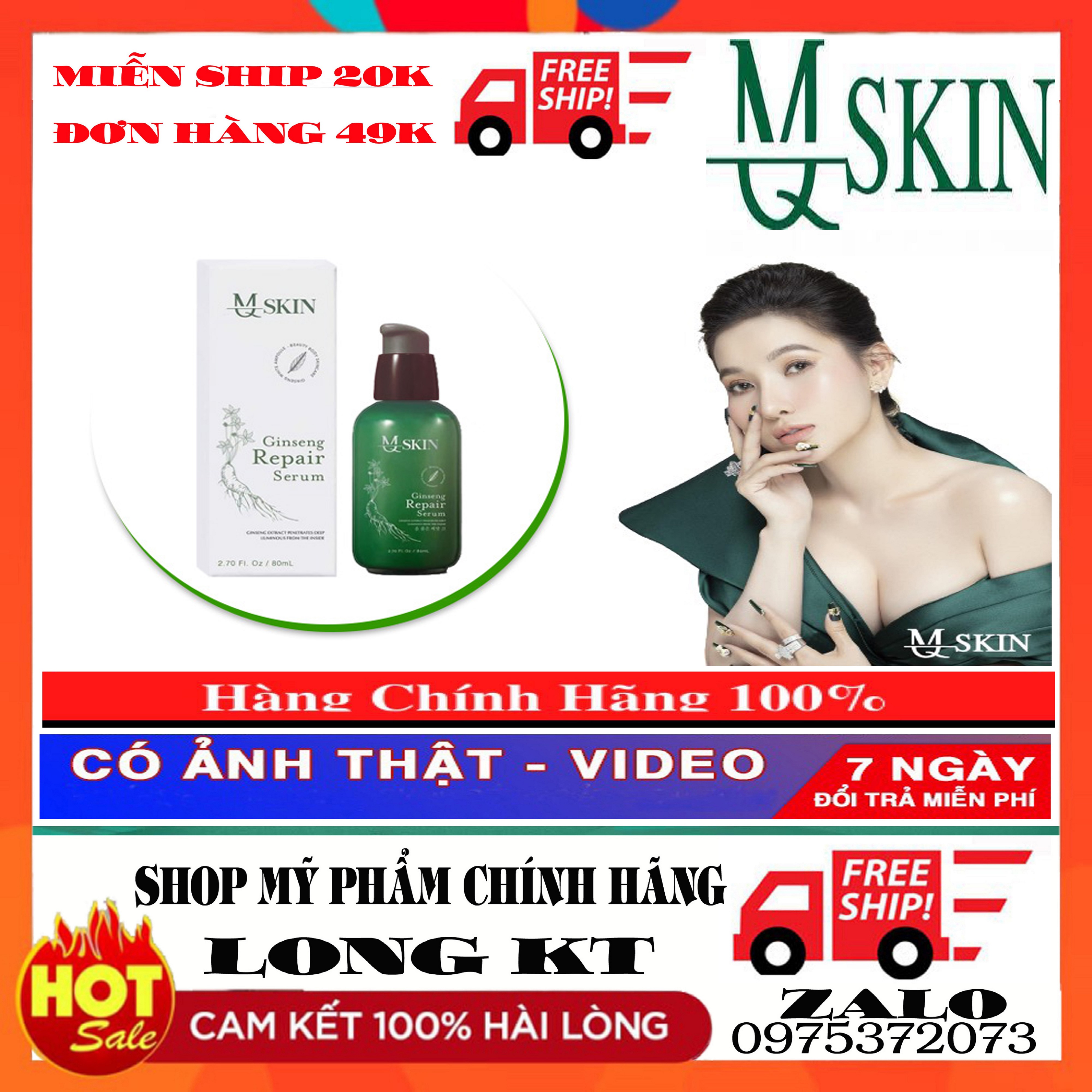 [Miễn Ship - 20K - Mq Skin - Chính Hãng - Giá Buôn] - Serum Tái Tạo Da Nhân Sâm Mq Skin Dành Cho Da Nám Nặngtàn Nhankhông Đều Màumụn Nhiềusẹo Rỗ 80Ml