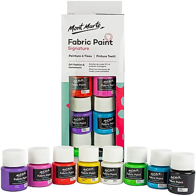 Màu vẻ vải Custom Giày Vải Túi Mont marte SET 8 màu/ Fabric Paint Set 8pce x 20ml