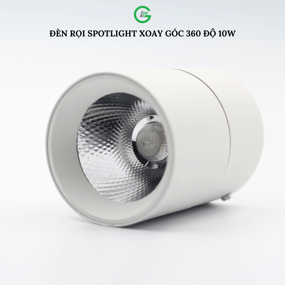 Đèn LED Spotlight chiếu điểm 10W GLED gấp xoay 360 độ linh hoạt trang trí nội thất tạo điểm nhấn đèn rọi điểm gắn nổi ốp trần