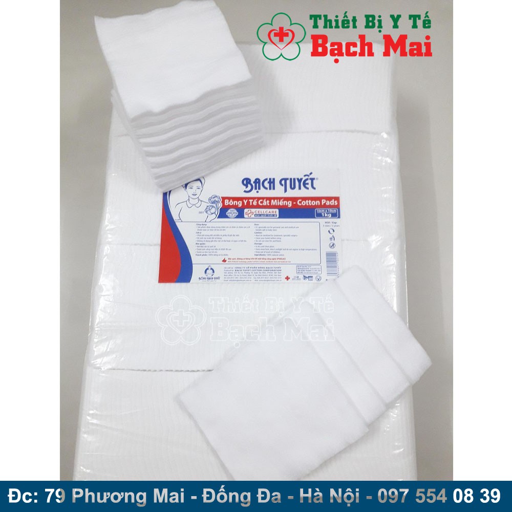 Bông Bạch Tuyết - Bông Y Tế 1Kg [Bao Bì Mới - Màng Bông Mới] - Vệ Sinh Baby - Bông Cắt 10X10/01Kg