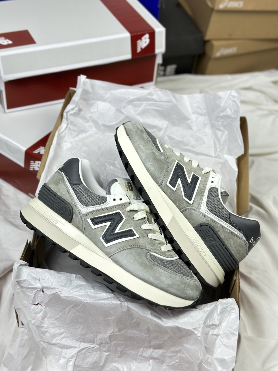 [ Ảnh Thật] Giày Thể Thao New Balance 574 Grey Legacy Giày NB574 Xám Đen Da Lộn Bản Cao Cấp