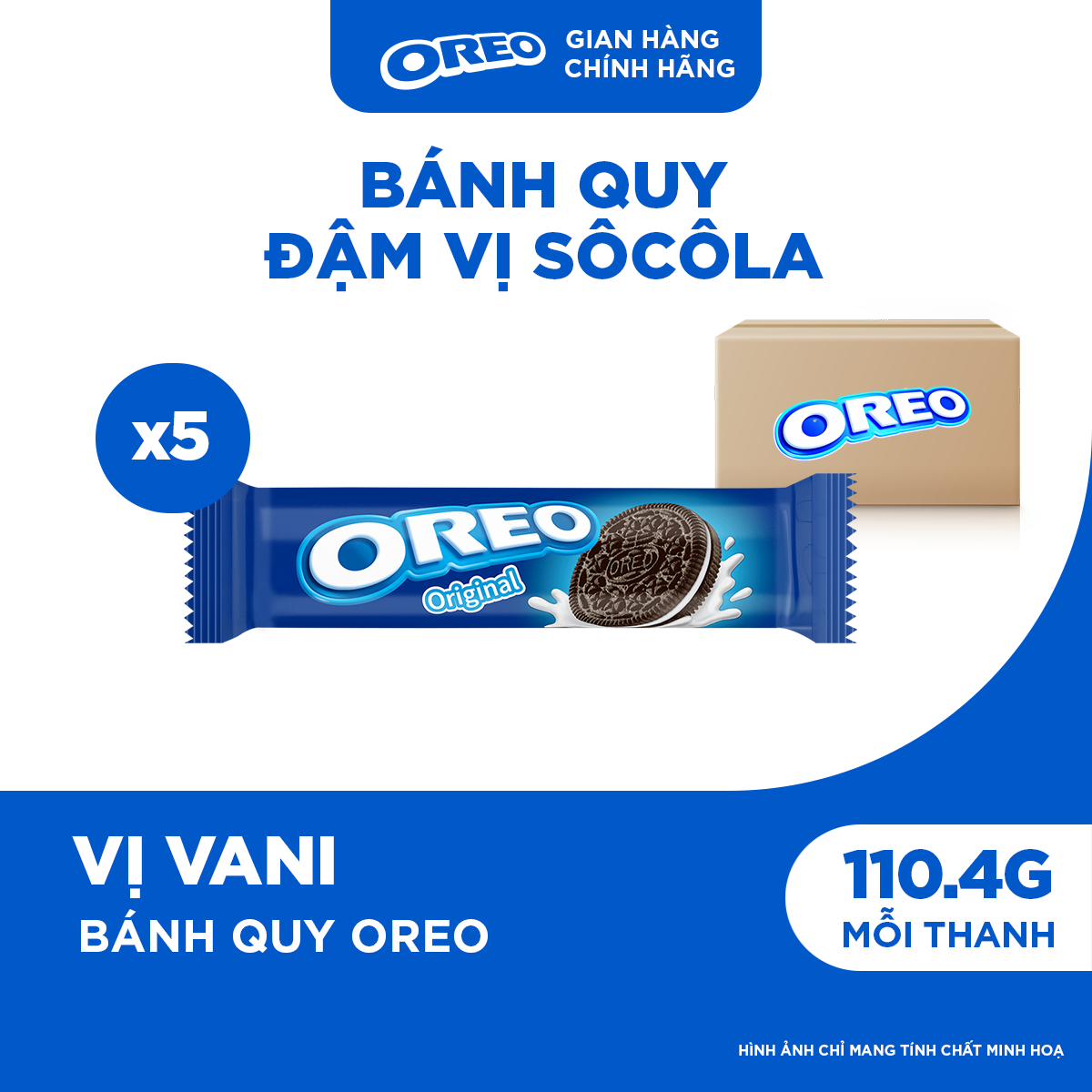 Combo 5 Bánh Quy Oreo Với Kem Vị Vani 110.4g