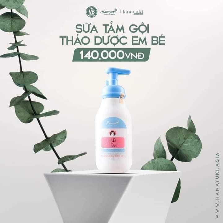 [HCM]Hanayuki Date 2023-SỮA TẮM GỘI THẢO DƯỢC HANAYUKI BABY TOP TO TOE WASH