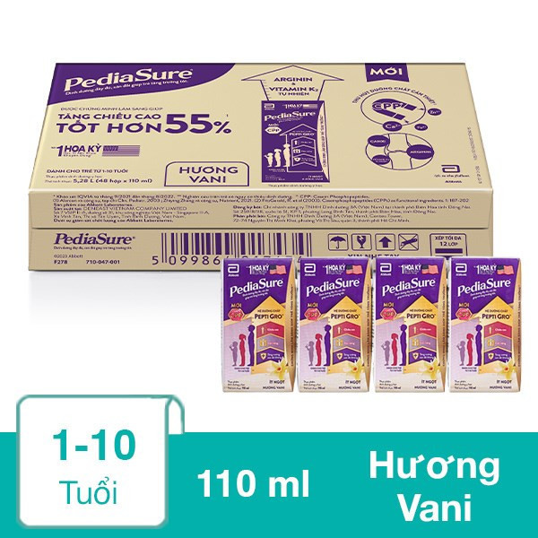 [Date 7.2025 ] Thùng 48 hộp Pediasure pha sẵn hương vani 110ml/180ml