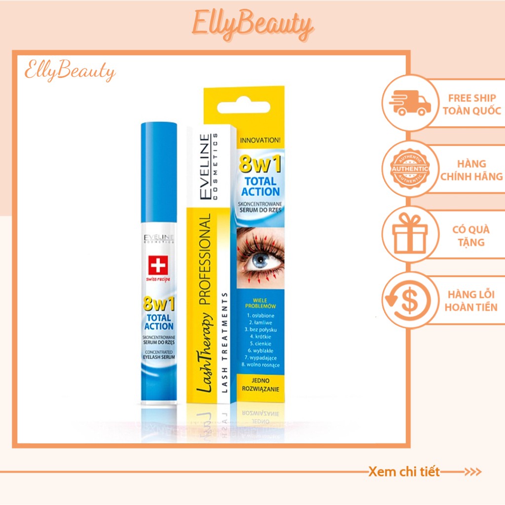Dưỡng mi Eveline 8 In 1 Total Action Lash Therapy làm dày và dài mi