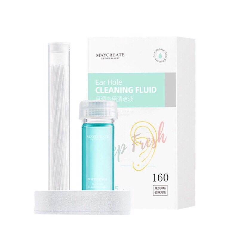 (160 Chỉ) Dung dịch vệ sinh lỗ xỏ khuyên tai 15ml kèm chỉ vệ sinh của Maycreate hàng nội địa Trung VO2