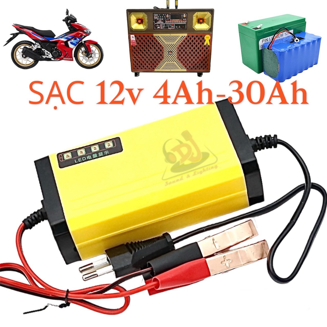 Bộ sạc bình pin Lithium loa kéo Dc12v 3AH đến 30AH sạc ắc quy Dc 12v bình pin lithium