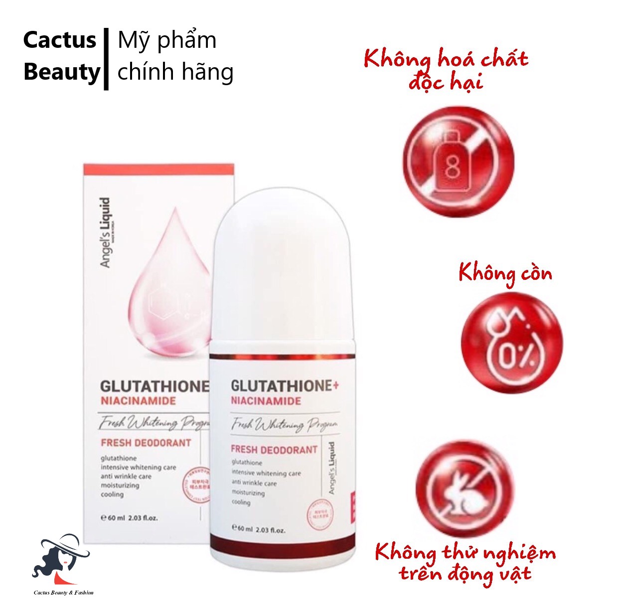 Lăn khử mùi Angels Liquid Glutathione + Niacinamide Fresh Deodorant