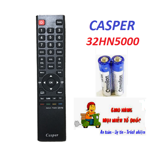 [Bảo hành lỗi 1 đổi 1]  Điều khiển tivi casper 32HN5000 dòng 32 inch Remote tivi casper ECO - SMART loại tốt hàng mới 100% Tặng kèm pin