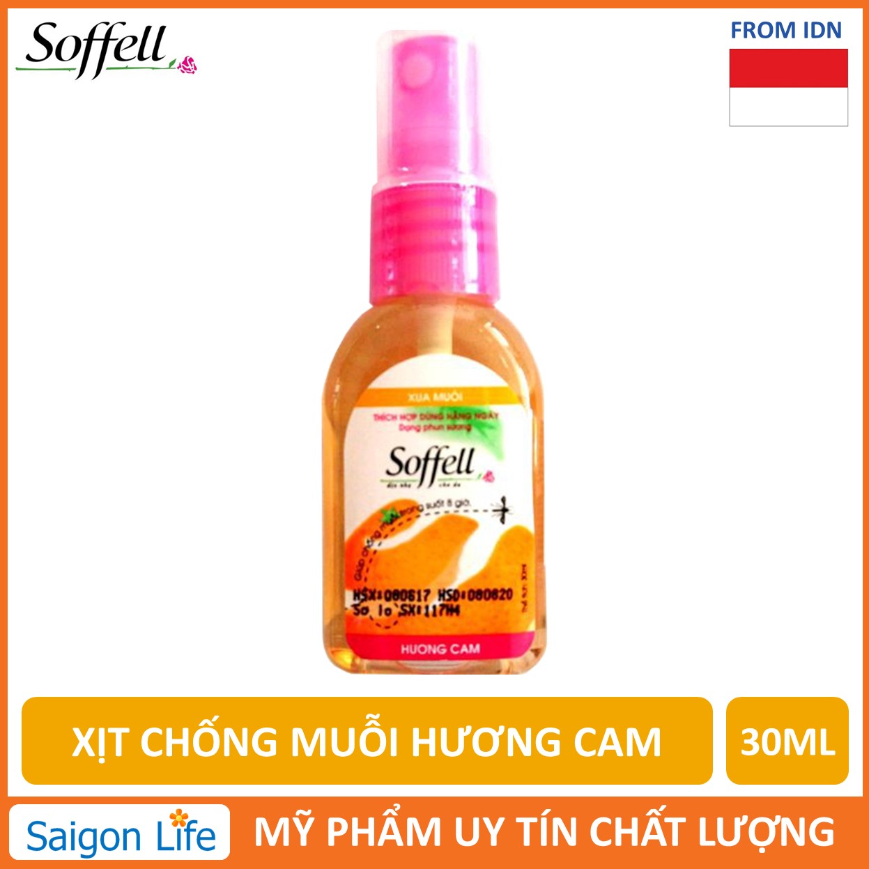 Xịt Chống Muỗi Hương Cam Soffell 30Ml