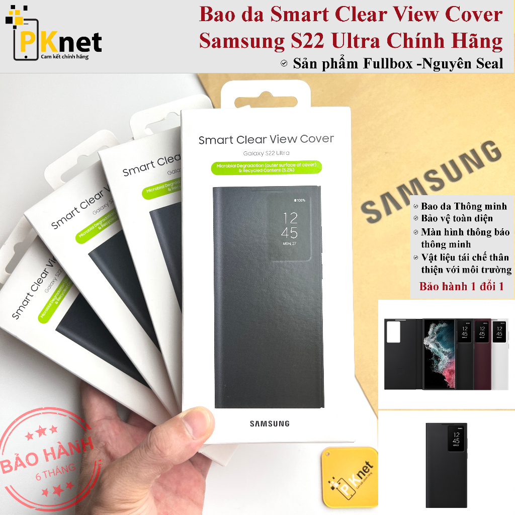 Bao da S22 Ultra Smart Clear View Cover Chính Hãng Samsung Việt Nam Fullbox Nguyên Seal bảo hành lỗi
