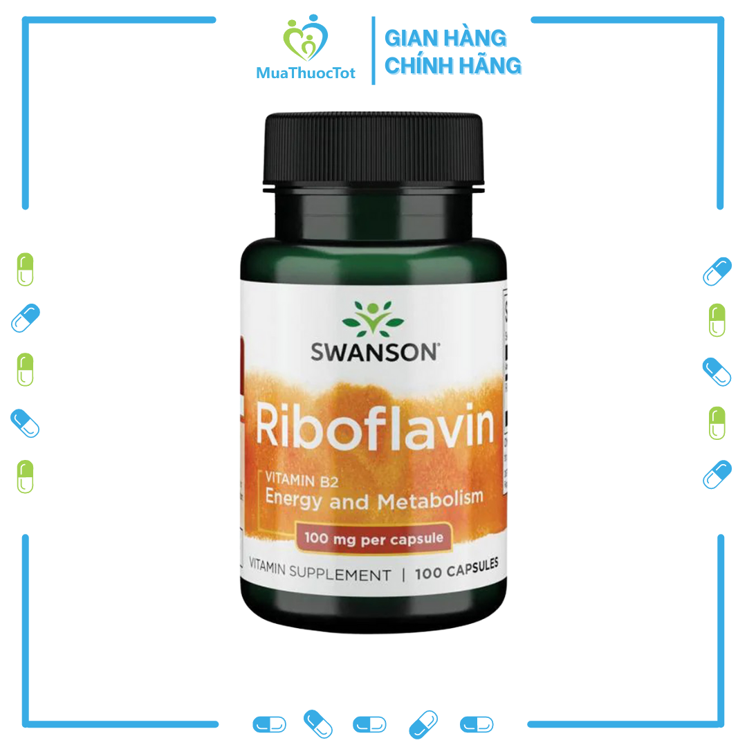 Viên Uống Bổ Sung Vitamin B2 Cung Cấp Năng Lượng Swanson Premium Vitamin B2 Riboflavin Của Mỹ 100 Vi