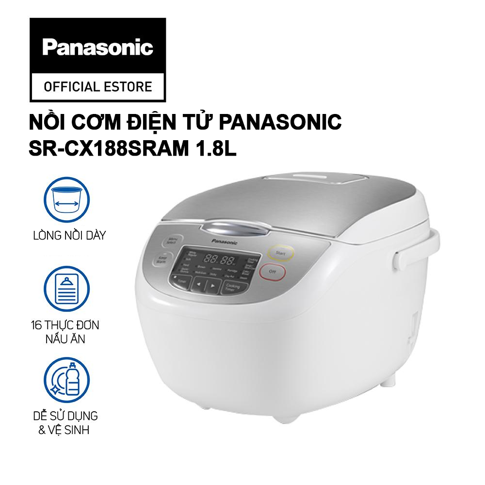 [Trả góp 0%] Nồi cơm điện tử Panasonic SR-CX188SRAM 1.8 lít - Hàng chính hãng - Trắng
