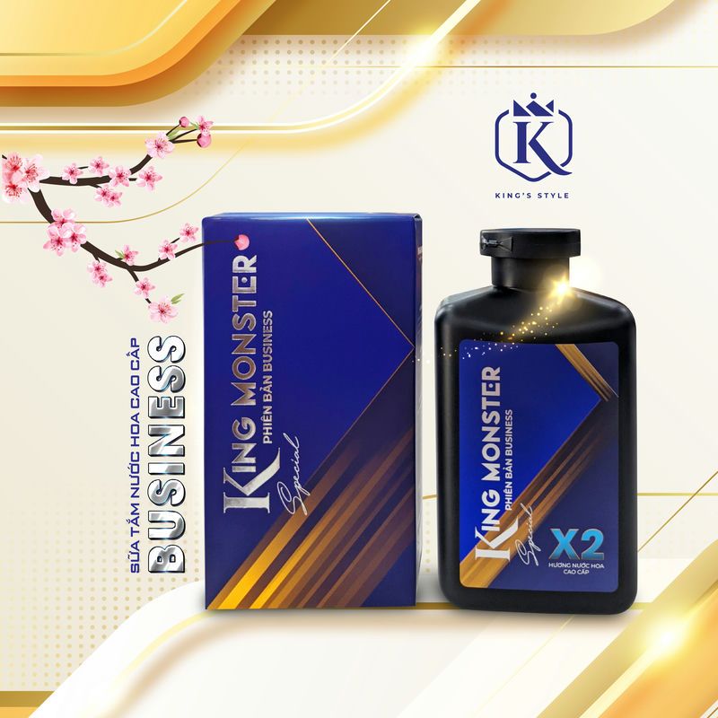 Combo 2 Sữa tắm gội nam 3in1 King Monster + Tặng nước hoa và Xịt thơm miệng Sữa tắm nam hương nước h