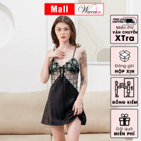 Đầm ngủ phi lụa cao cấp WANNABE váy ngủ 2 dây rã cúp phối ren ngực ren eo tạo nét quyến rũ nữ tính cho bạn gái DNS40